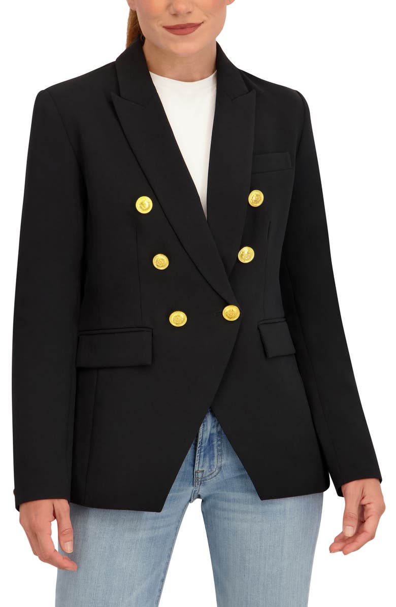 Ookie & Lala Double Breasted Blazer, Alternate, color, Black/ Gold