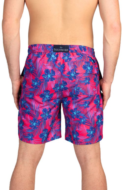 Tailorbyrd Hibiscus Bliss Swim Shorts In Neon Pink
