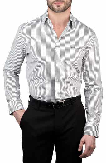 KARL LAGERFELD Trim Fit Pinstripe Cotton Dress Shirt