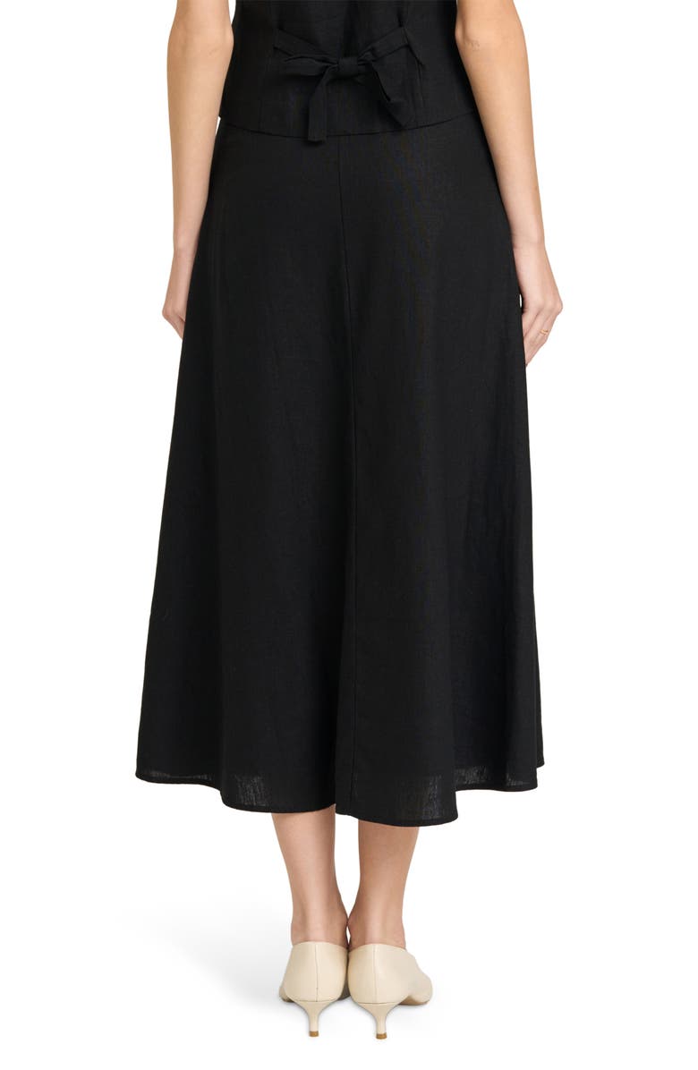 WAYF Blair Linen Blend Midi Skirt, Alternate, color, Black