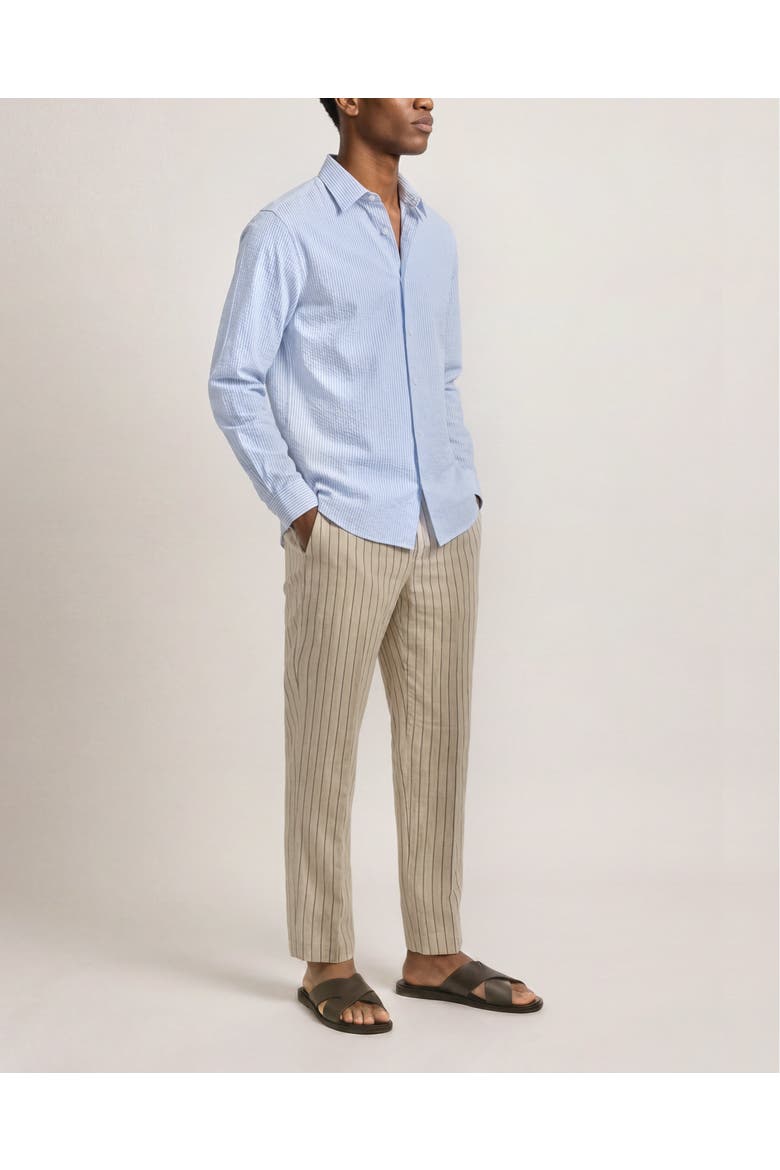Justin Seersucker Cotton Stripe Shirt, Main, color, SURFSIDE BLUE/THASOS BEACH