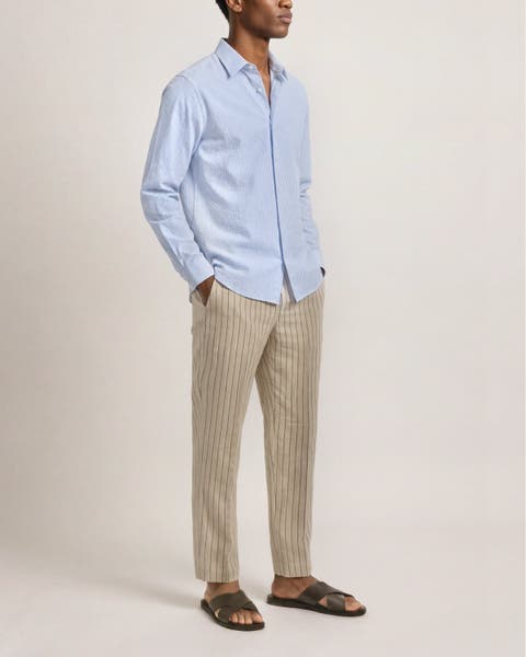 Justin Seersucker Cotton Stripe Shirt