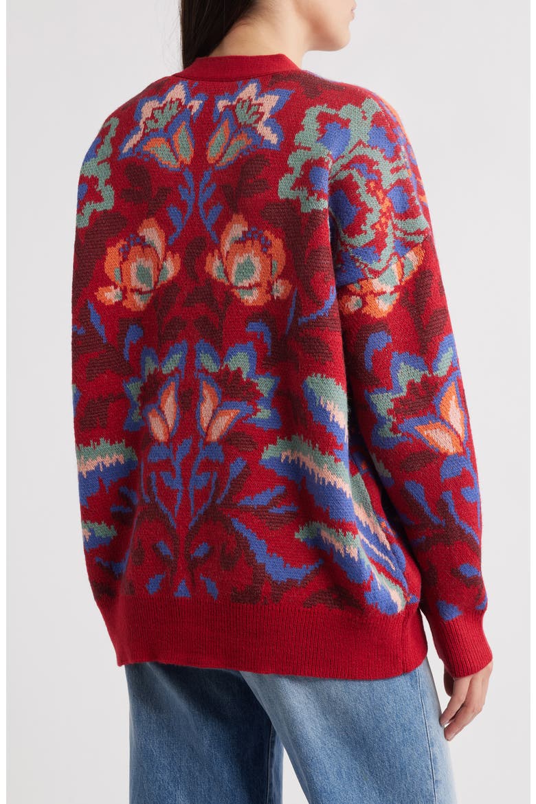 Luang Paisley Cardigan, Alternate, color, RED
