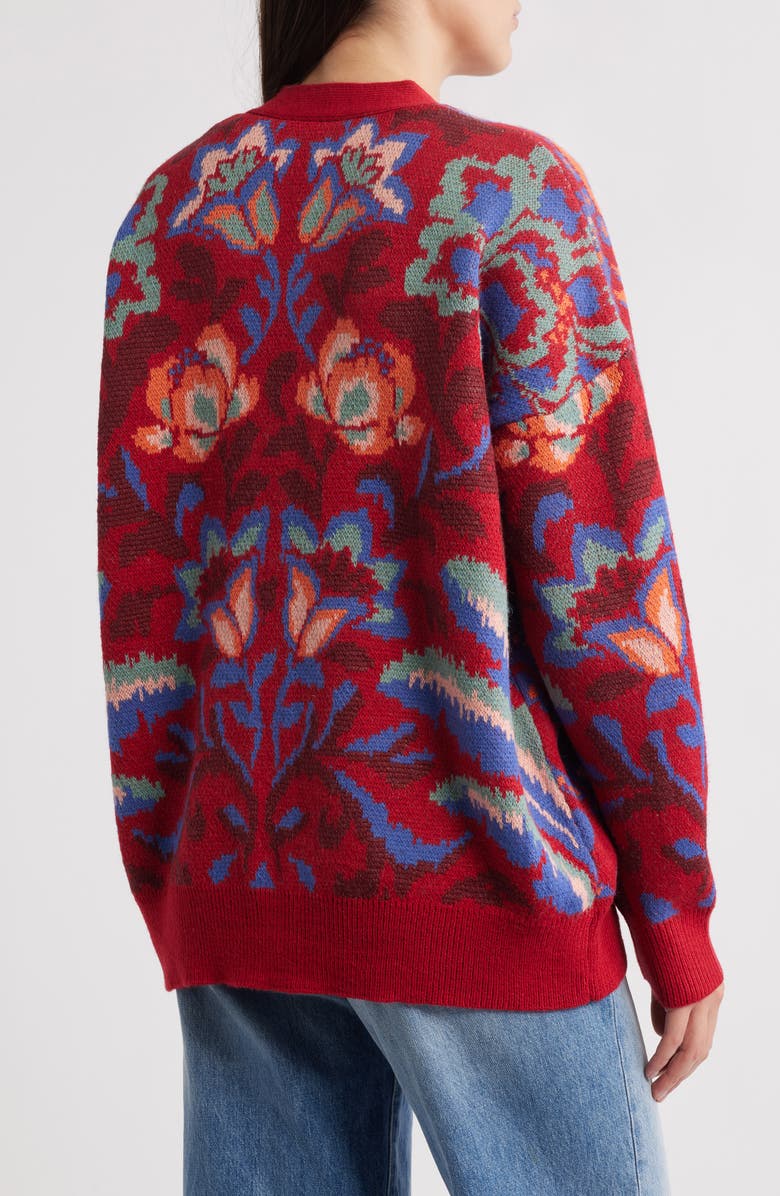 FARM Rio Luang Paisley Cardigan, Alternate, color, Red