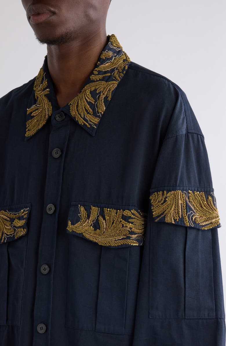 Dries Van Noten Crowsy Embellished Utility Shirt, Alternate, color, 
