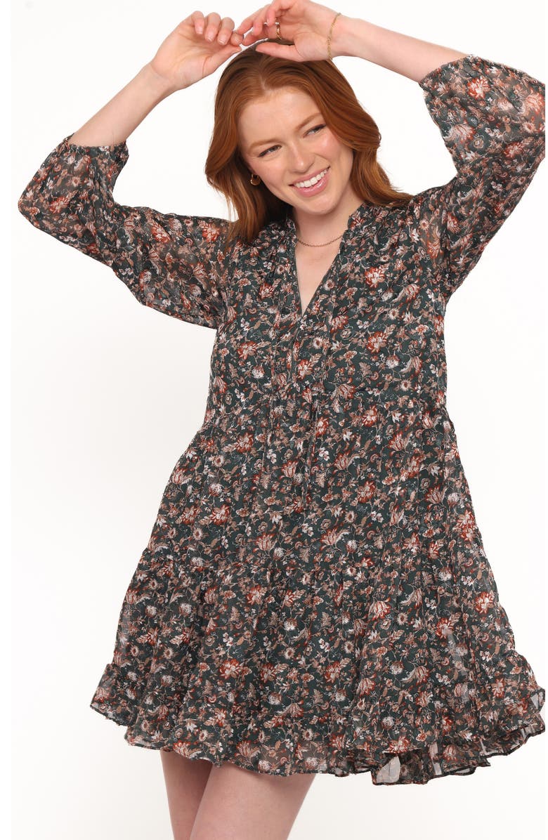 Petal & Pup Jinny Floral Print Dress, Alternate, color, Dark Green/ Multi