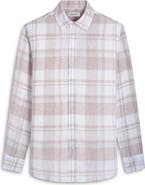 Bugatchi Julian Plaid Slub Linen Button-Up Shirt