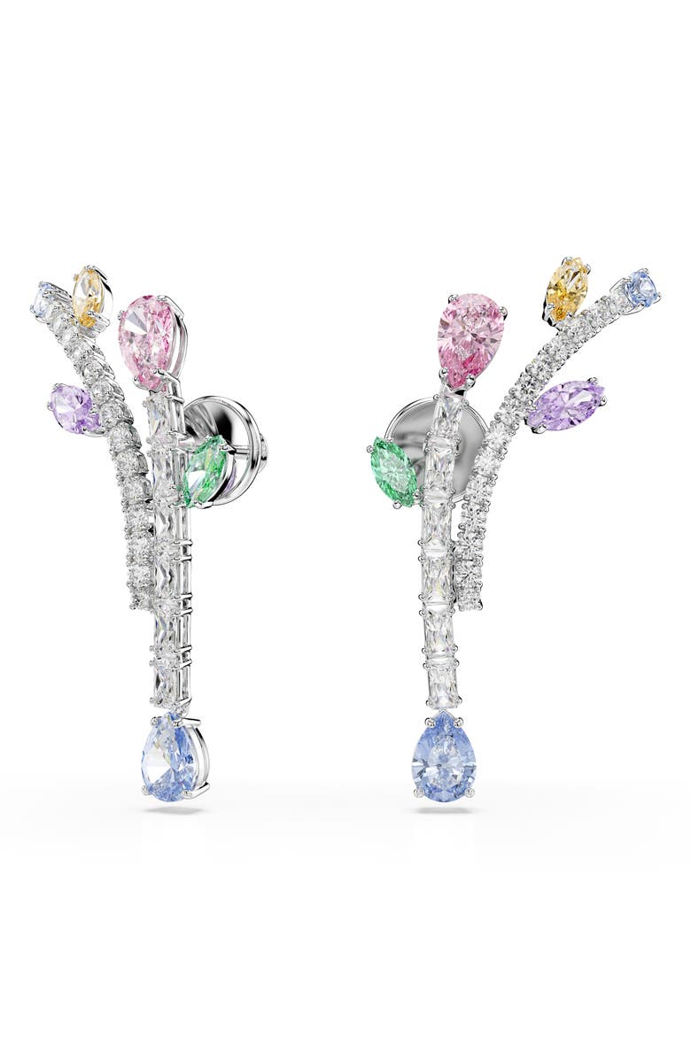 Swarovski x Ariana Grande Multicolor Crystal Drop Earrings, Main, color, Silver/ Multi