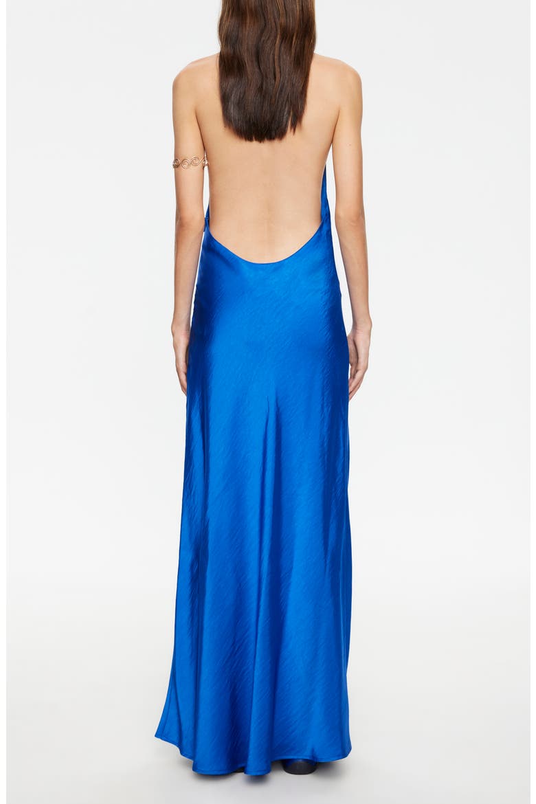 Bare Hammered Satin Maxi Dress, Alternate, color, ROYAL BLUE