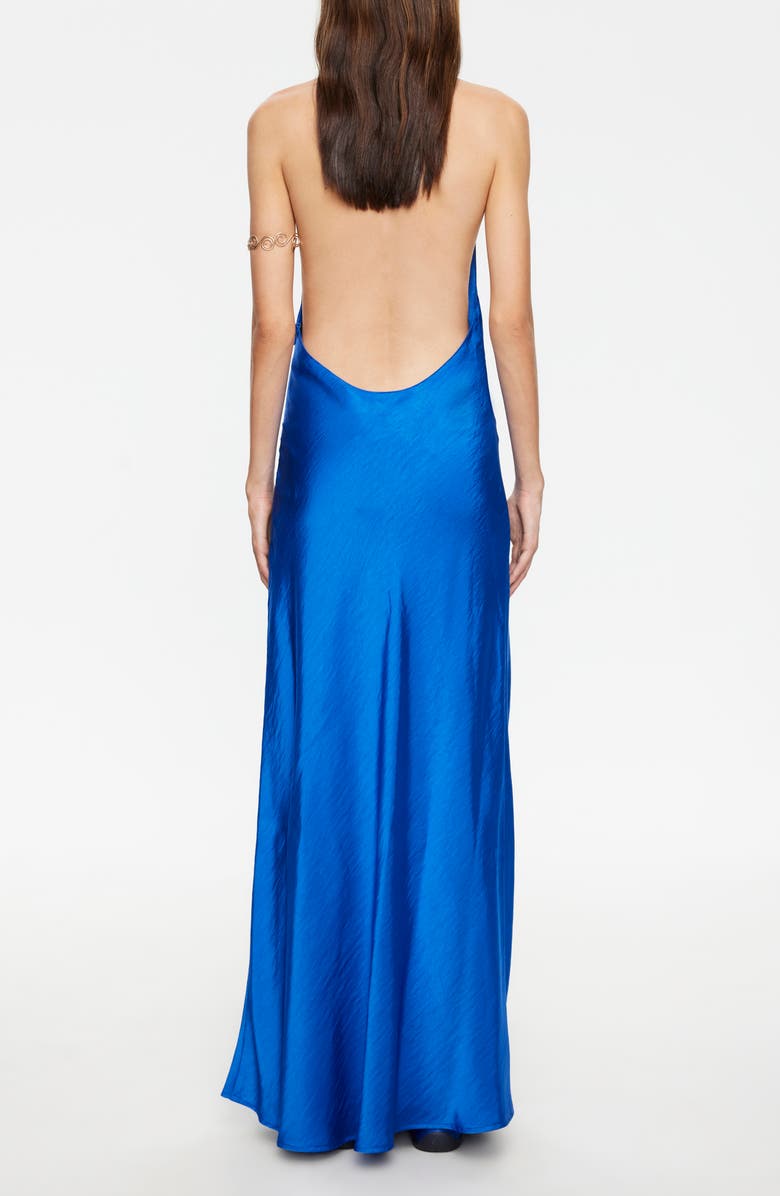 LIONESS Bare Hammered Satin Maxi Dress, Alternate, color, Royal Blue
