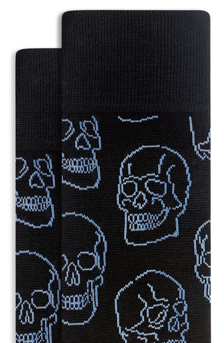 Bugatchi Skull Pattern Dress Socks, Alternate, color, 