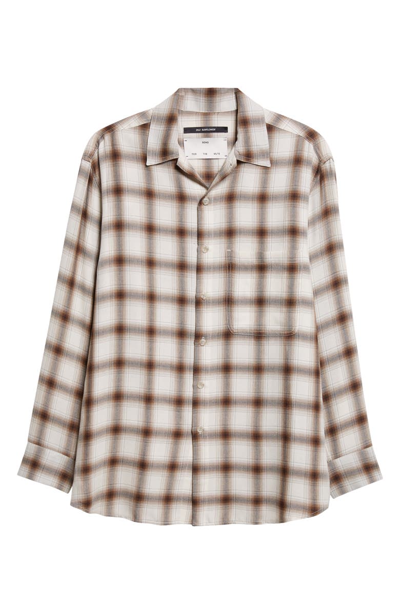 SONG FOR THE MUTE Oversize Plaid Button-Up Shirt, Alternate, color, White