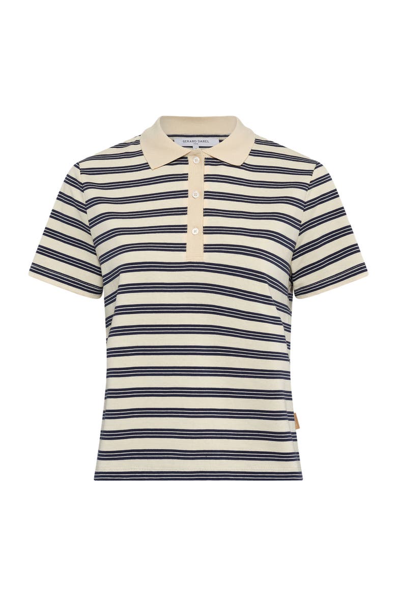 Marcie Polo Striped Shirt, Alternate, color, Navy Blue