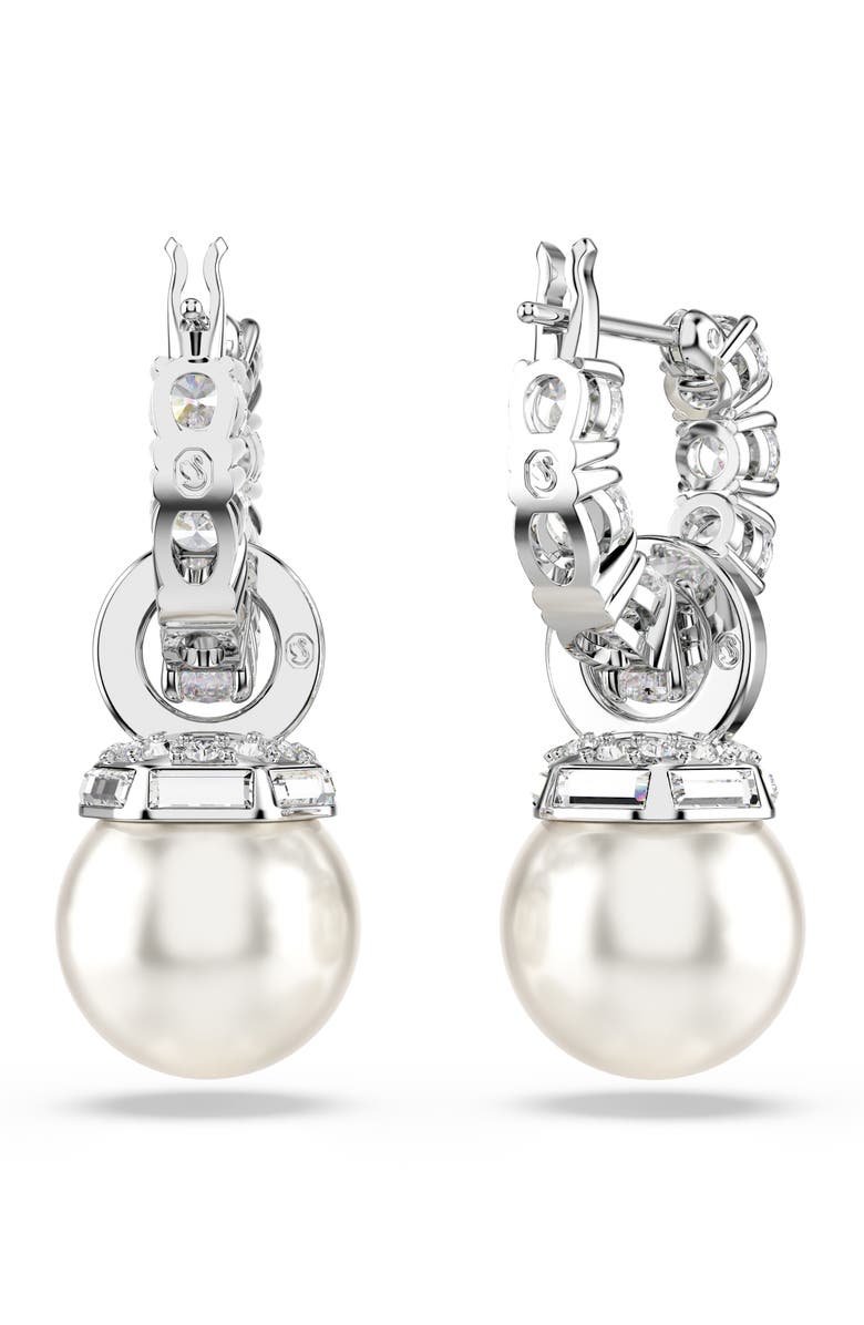 Swarovski Matrix Faux Pearl Drop Crystal Hoop Earrings, Alternate, color,