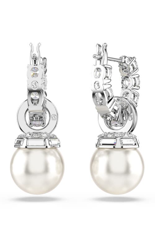 Swarovski Matrix Rhodium Plated Round Cut Drop Earrings In White
