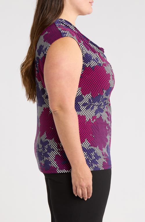 Kasper Cowl Neck Cap Sleeve Top In Purple