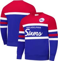 Mitchell & Ness Men's Mitchell & Ness Royal/Red Philadelphia 76ers Hardwood Classics Vintage Logo Head Coach Pullover Sweatshirt