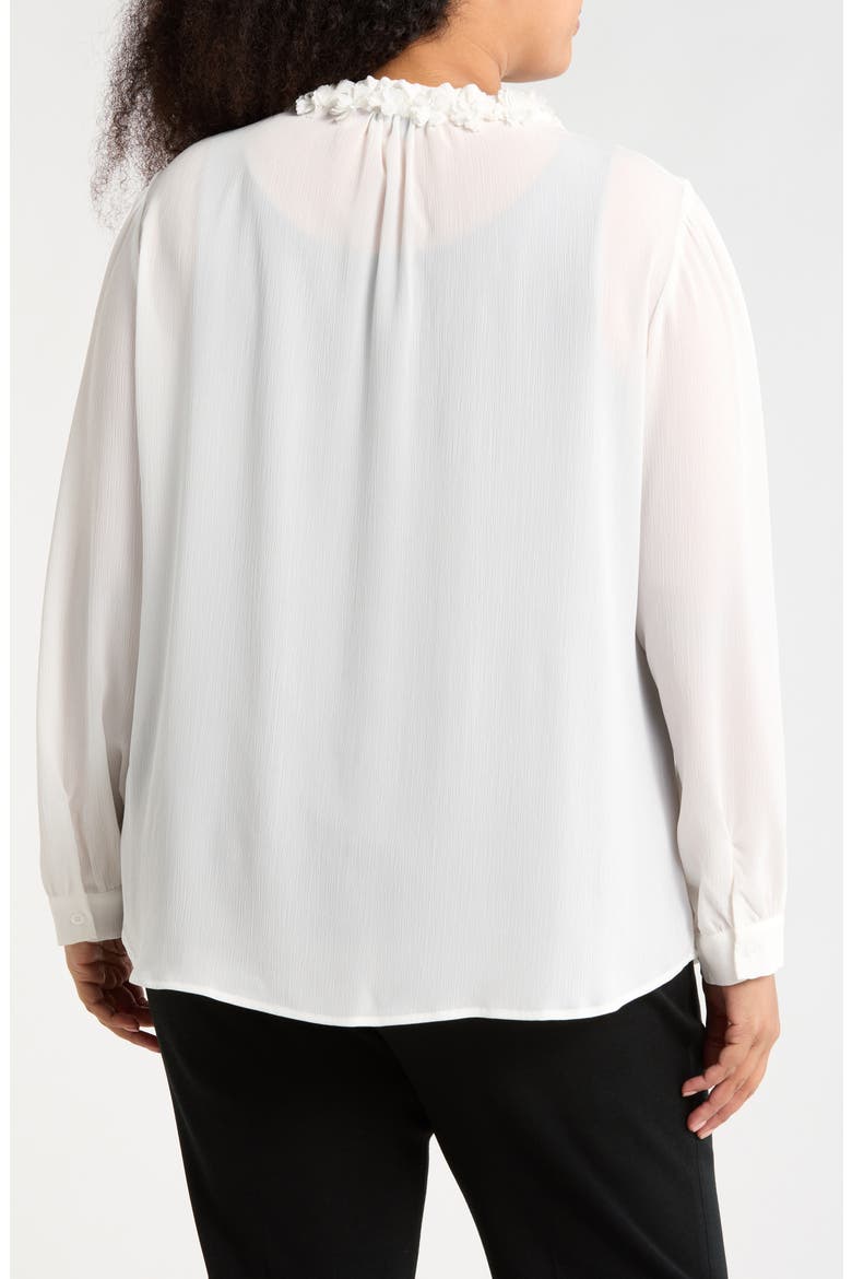 Flower Tie Neck Button-Up Shirt, Alternate, color, IVORY