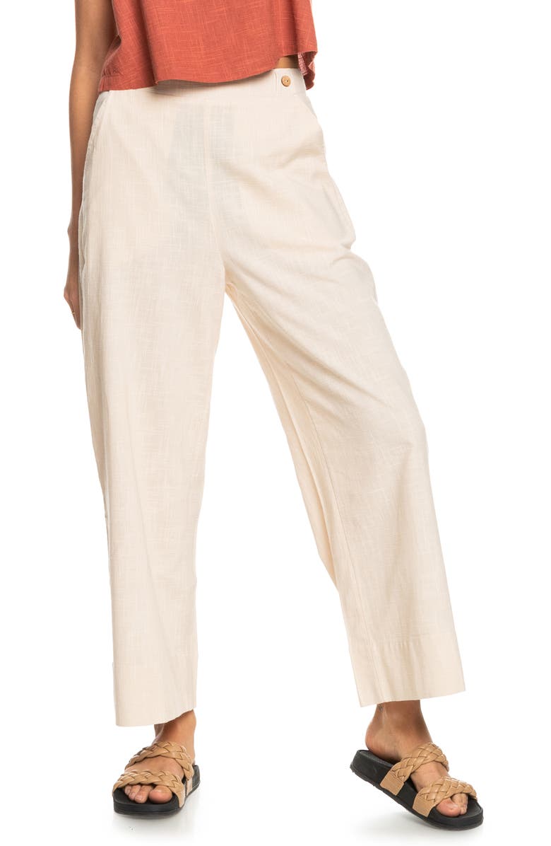 Roxy New Chance Wide Leg Cotton Blend Pants, Main, color, 