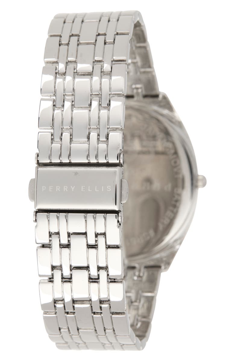 Perry Ellis Slim Diamond Bracelet Watch, 41mm, Alternate, color, Silver