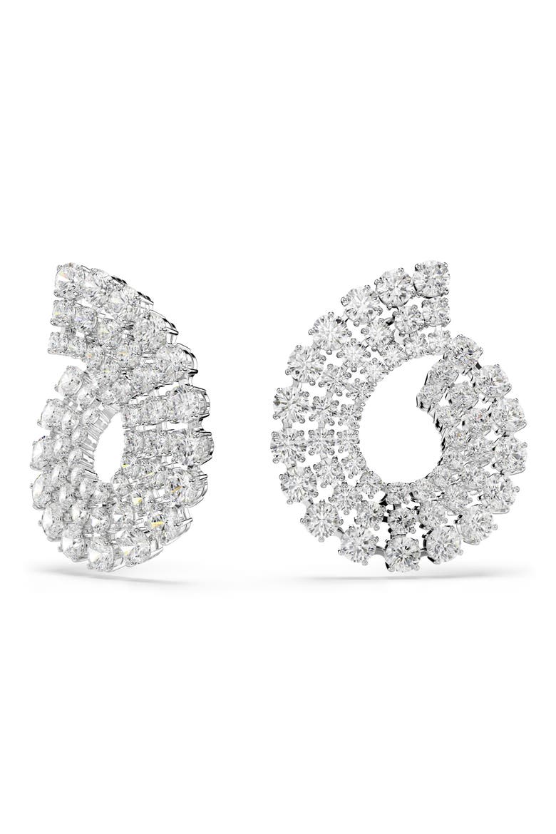 Matrix Crystal Frontal Hoop Earrings, Alternate, color, WHITE