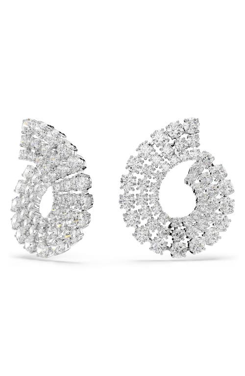 Swarovski Matrix Crystal Frontal Hoop Earrings In White