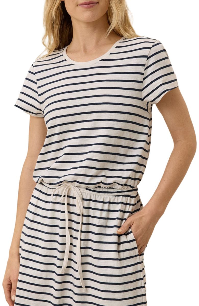 Pact Organic Cotton Relaxed Slub Weekend Dress, Alternate, color, Santa Ana Stripe Midnight Blue