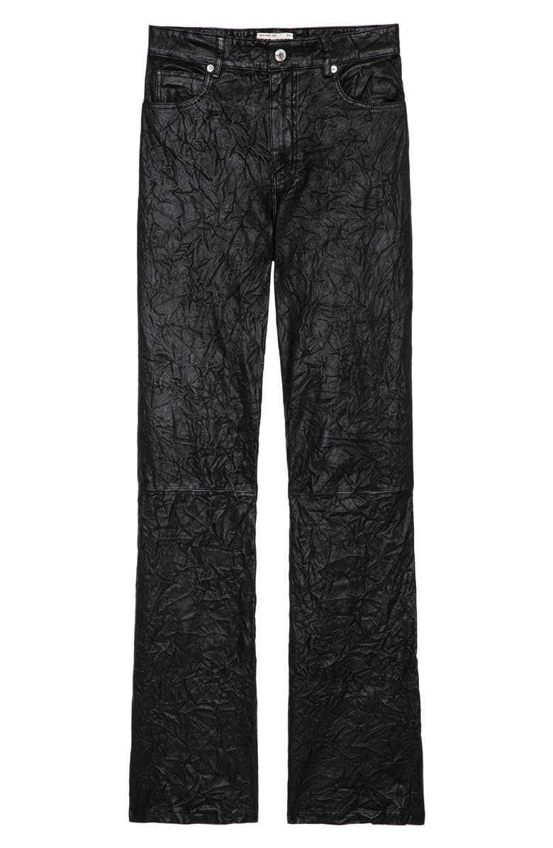 Zadig & Voltaire Evy Crushed Lambskin Leather Pants, Alternate, color, 