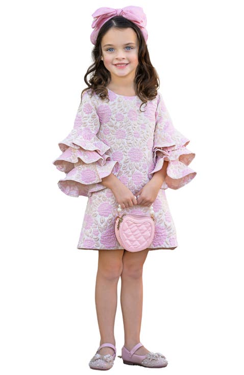 Girls Bloom  Floral Ruffle Sleeve Dress (Toddler, Little Kid & Big Kid)
