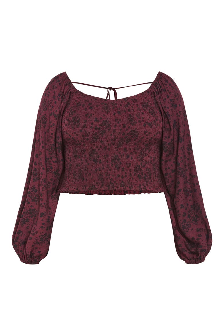 Abbie Floral Smocked Top, Alternate, color, CHERRY DITSY