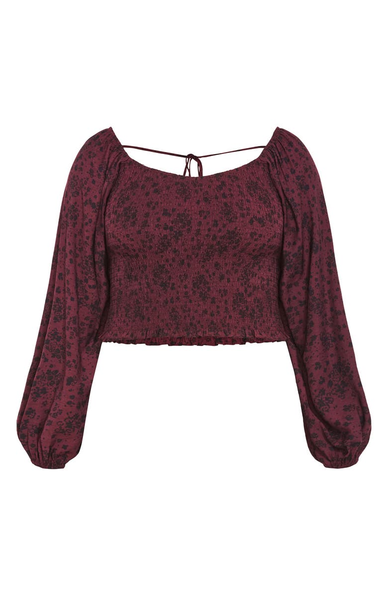 City Chic Abbie Floral Smocked Top, Alternate, color, Cherry Ditsy