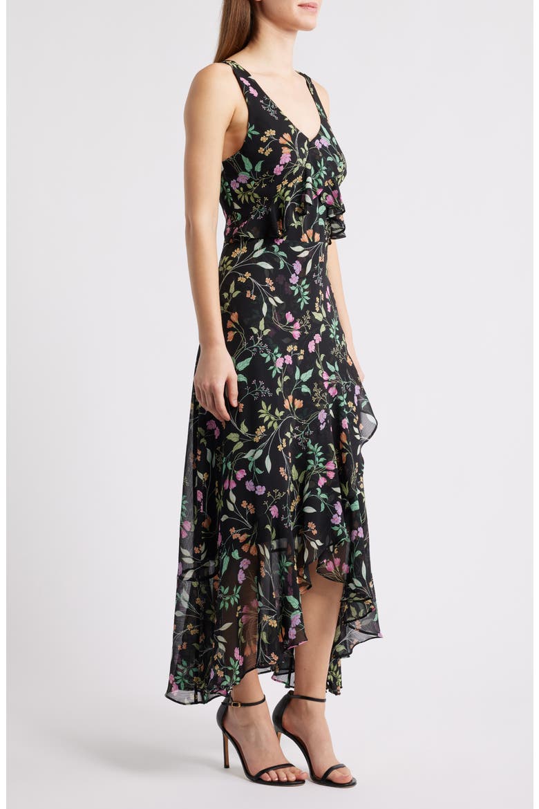 Ruffle Sleeveless Maxi Dress, Alternate, color, BLACK