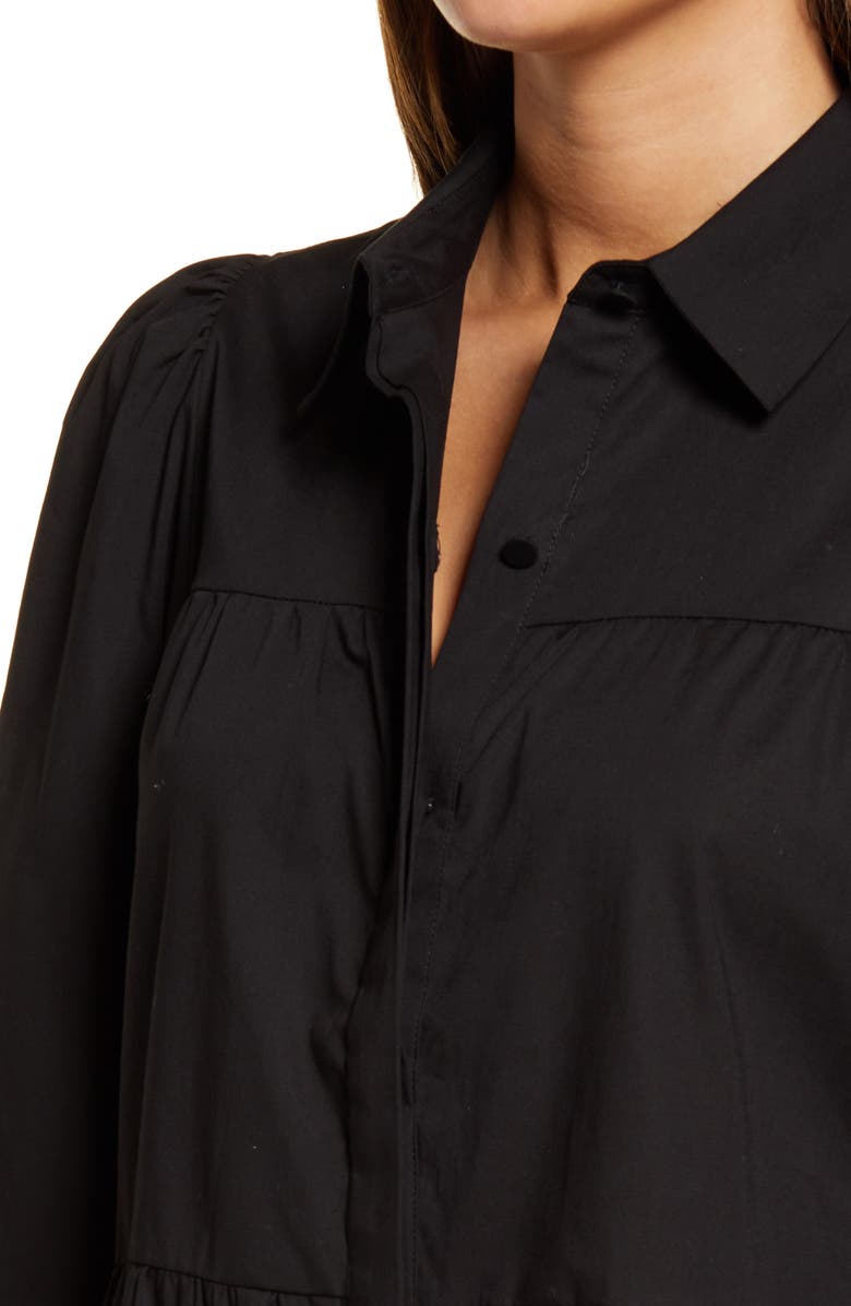 WAYF Canossa Tiered Long Sleeve Stretch Cotton Shirtdress, Alternate, color, 