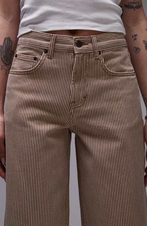 Topshop Cinch Low Rise Relaxed Jeans In Brown