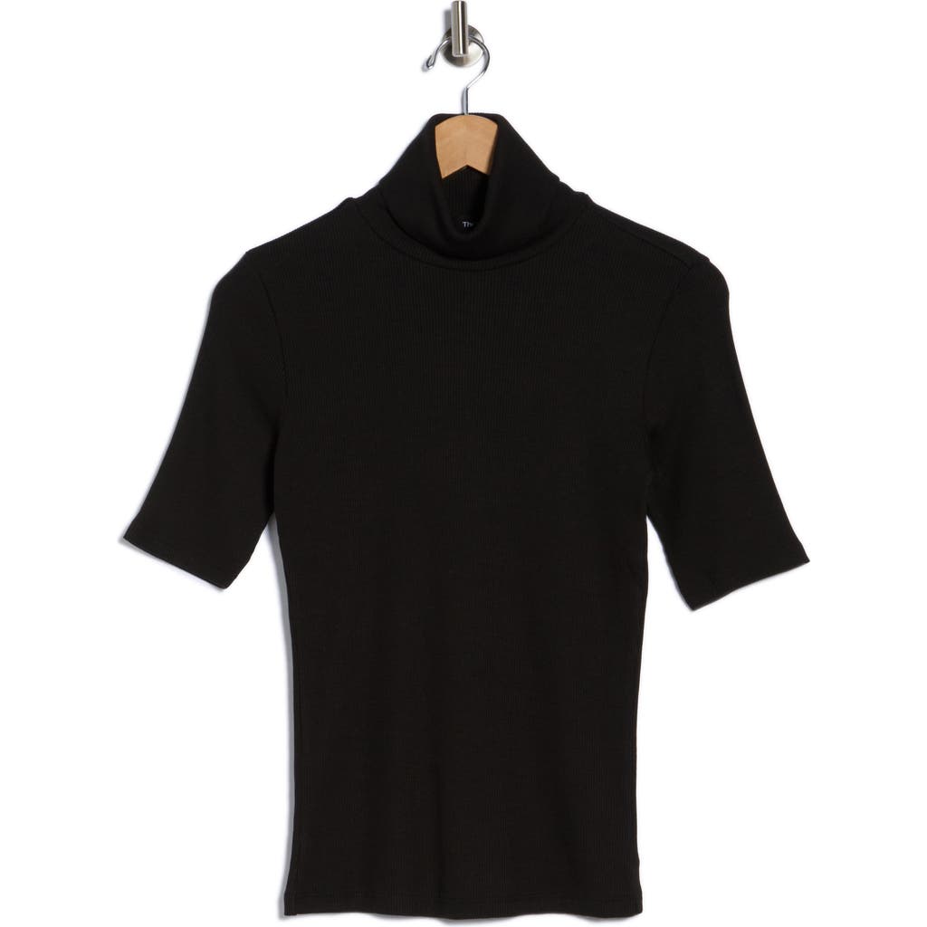 Theory Short Sleeve Turtleneck Knit Top In Black