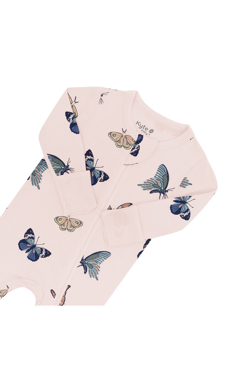 Kyte BABY Blush Butterfly Zip-Up Footie, Alternate, color, Blush Butterfly