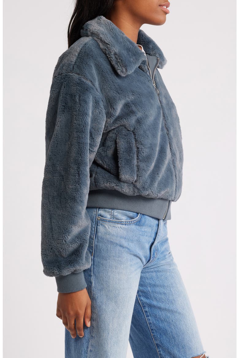 Faux Fur Jacket, Alternate, color, DUSTY BLUE