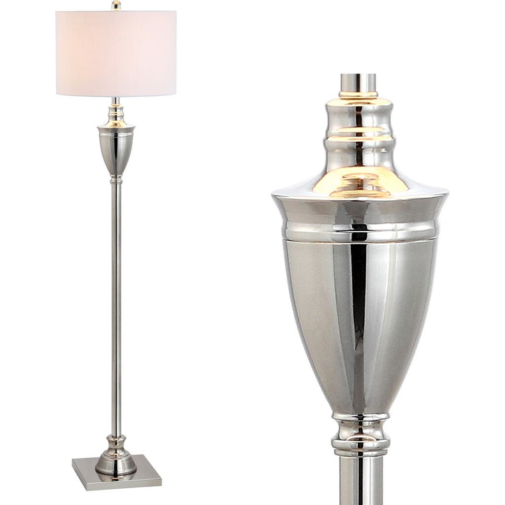 Jonathan Y Othello 62" Metal Led Floor Lamp, Polished Nickel In Polished Nickel