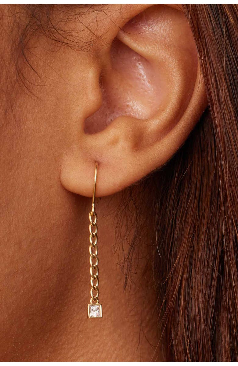 Oradina 14K Gold Dazzle Me Curb Drop Earrings, Alternate, color, Gold - White Zirconia