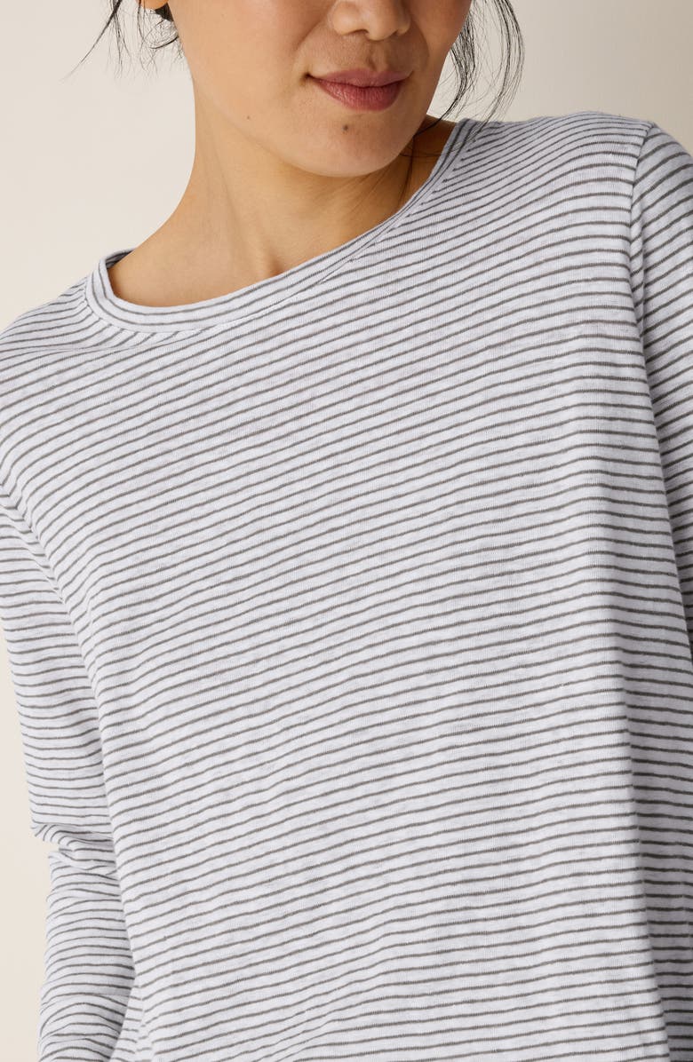 Eileen Fisher Stripe Organic Linen Long Sleeve T-Shirt, Alternate, color, Bay Leaf