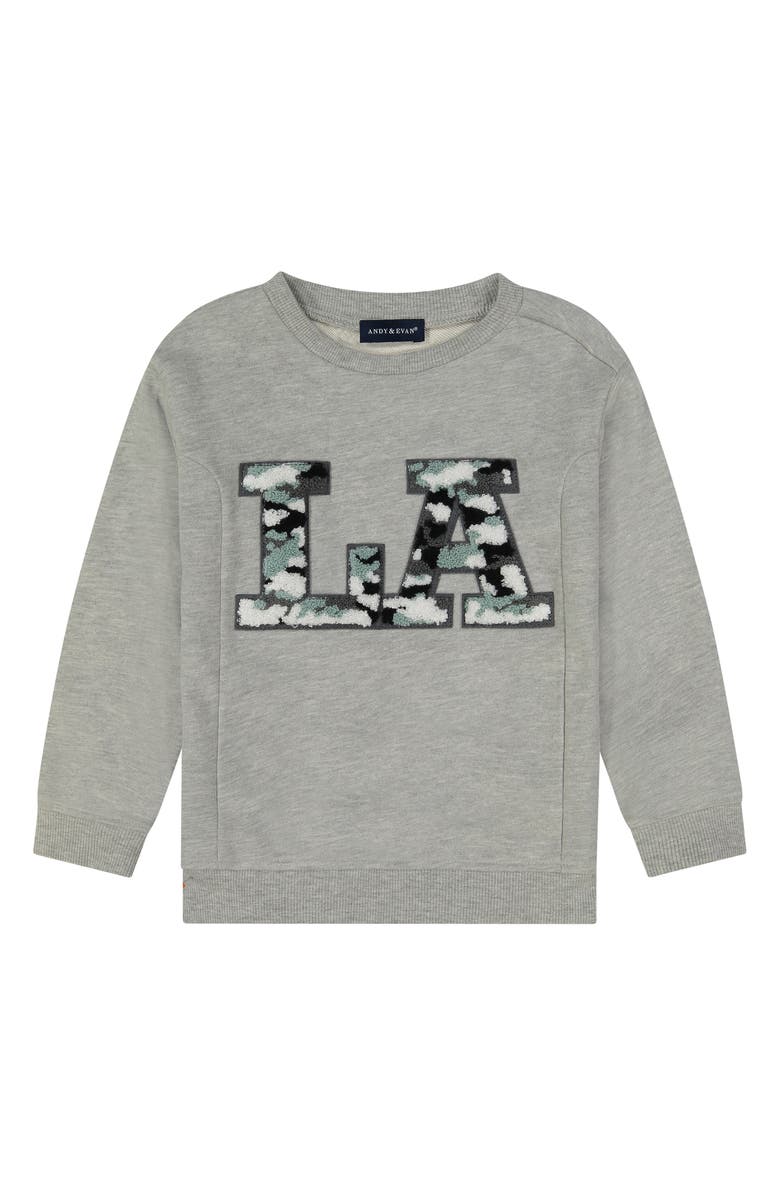 Andy & Evan Kids' Chenille LA Sweatshirt, Main, color, Grey La