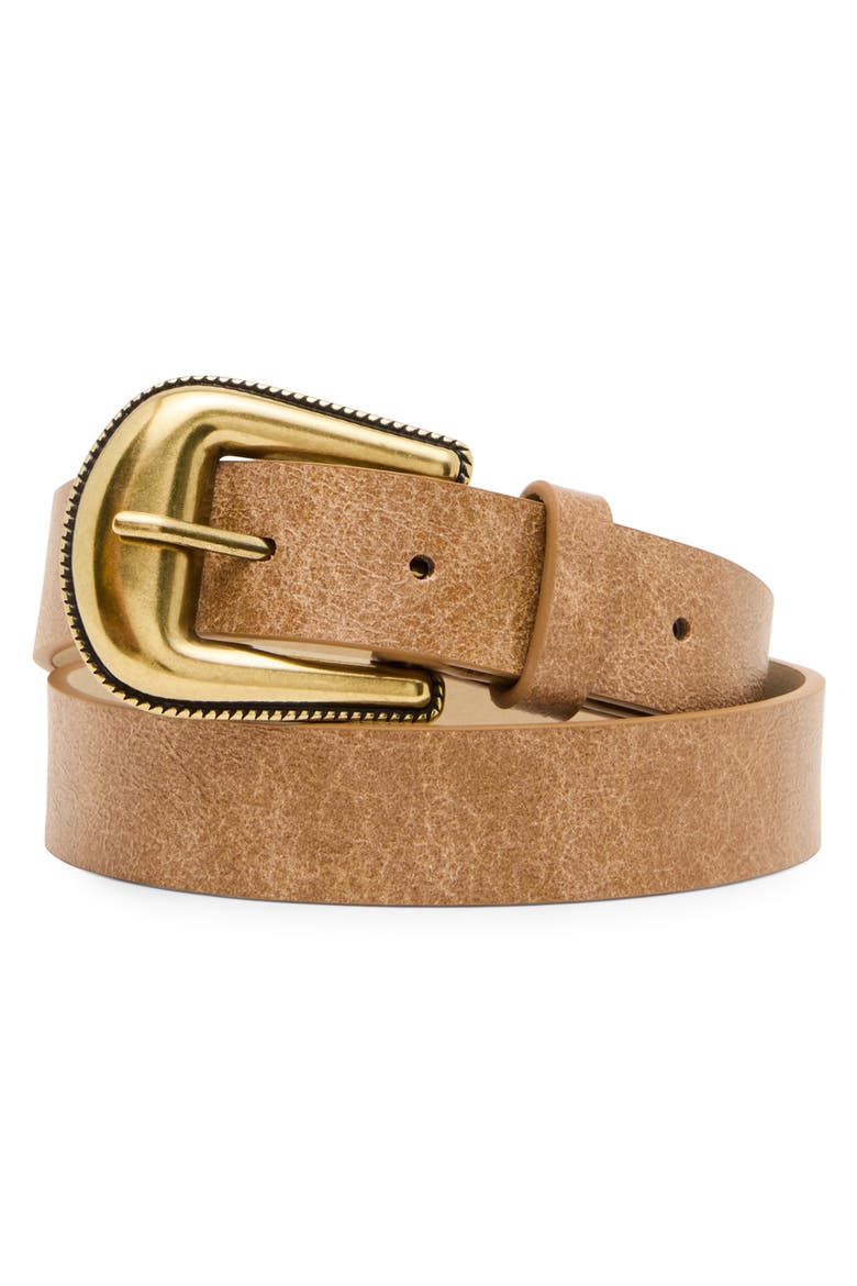 Faux Leather Western Belt, Alternate, color, TAN