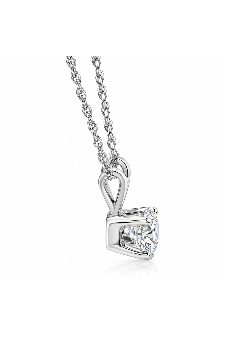 1/2CT Diamond Solitaire Pendant 14K Gold & 18" Chain Lab Grown, Alternate, color, 14k White Gold