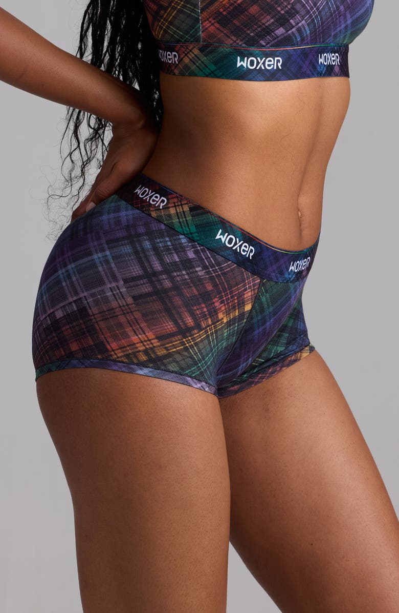Woxer Bold Ultrasoft Boyshorts, Alternate, color, Pride Plaid