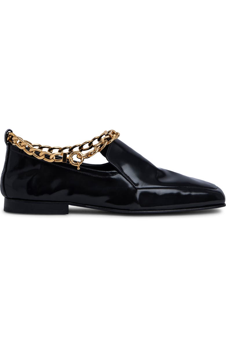 By Far Nick Chain Trim Patent Leather Loafer, Alternate, color,