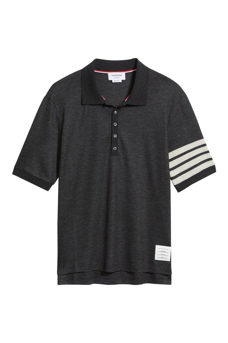 4-Bar Virgin Wool Jersey Polo, Alternate, color, CHARCOAL