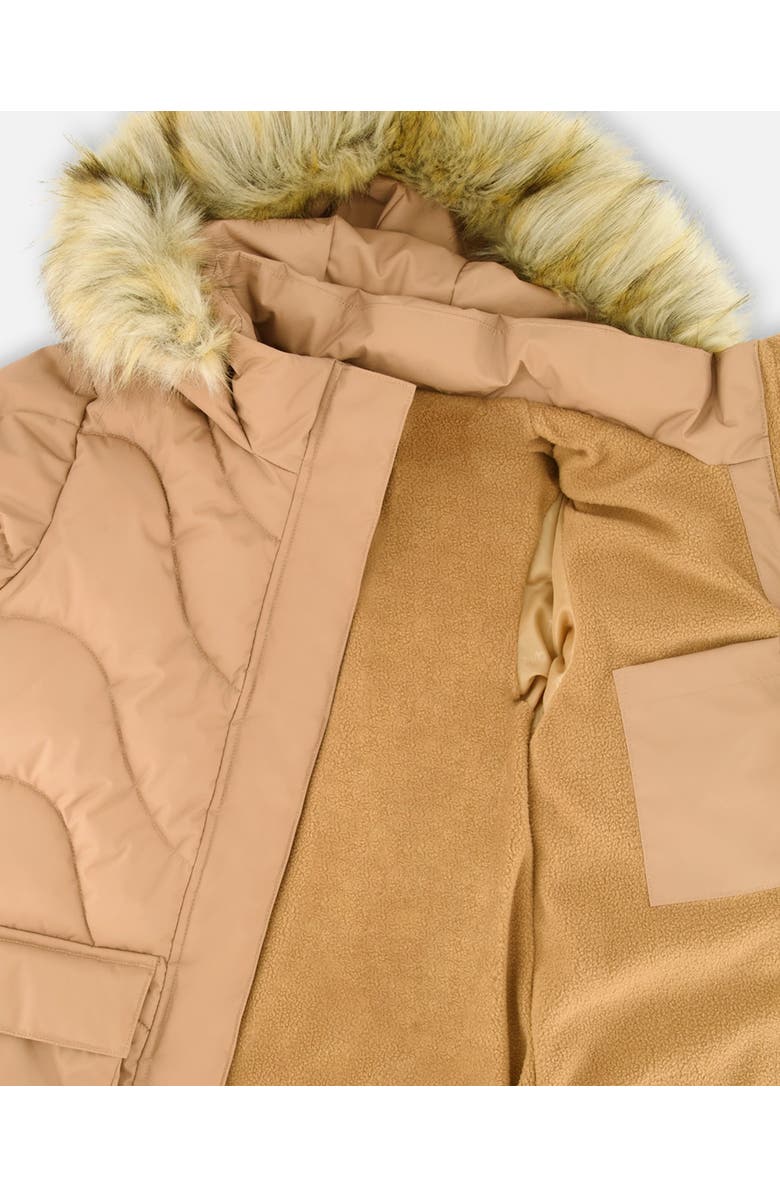 Deux par Deux Long Wavy Quilt Puffy Winter Coat, Alternate, color, Chanterelle