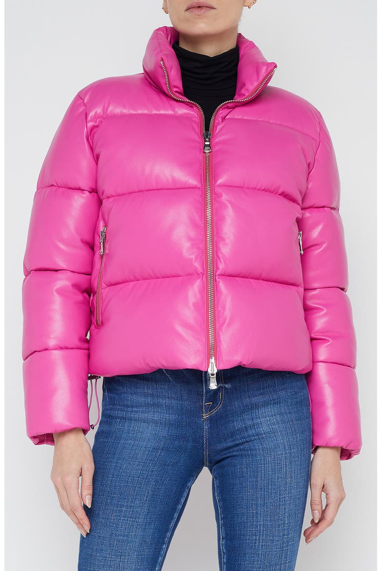 Larsen Faux Leather Puffer Jacket, Main, color, DEEP PINK