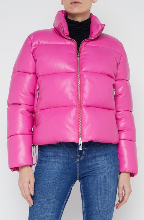 Larsen Faux Leather Puffer Jacket
