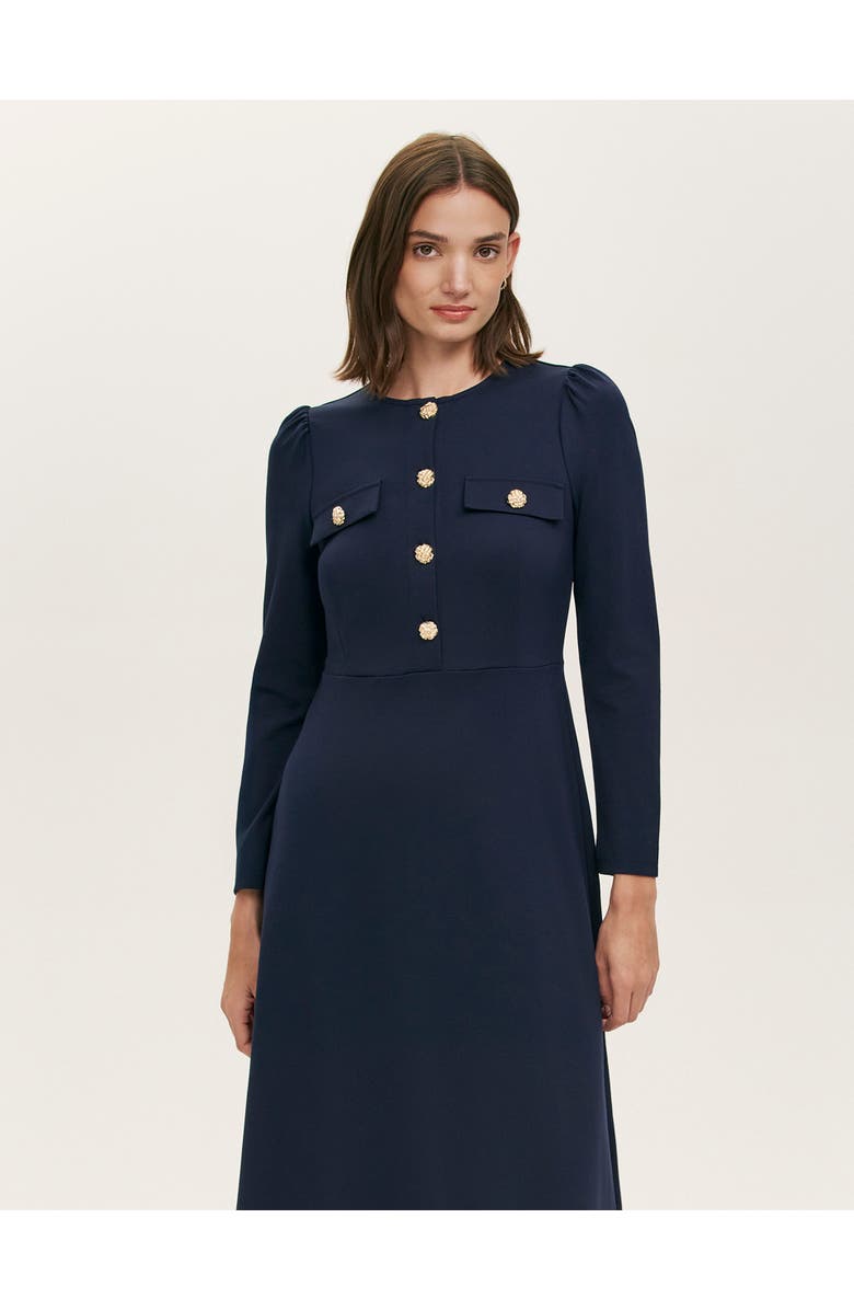 Finery London Gilly Ponte Jersey Midi Dress, Alternate, color, Navy